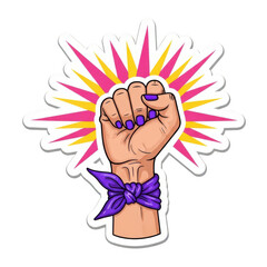 Fist with purple glove and starburst effect isolated on transparent background