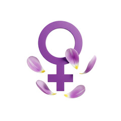 Feminine symbol with floral elements isolated on transparent background