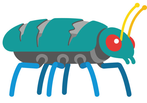 A stylized bio-robot beetle rescue illustration. Vibrant teal and blue colors, clean lines, and a modern, flat design. Perfect for tech, robotics, or environmental themes.