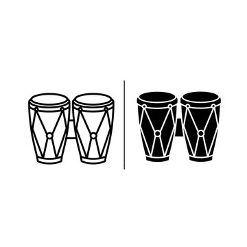 Line drawing of two sets of congas Vector