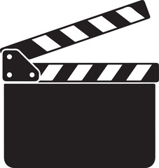 Cinema clapperboard icon for film production and video editing industry representing multimedia projects and entertainment broadcast equipment in flat vector style