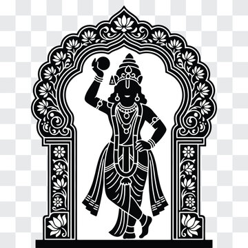 Shrinathji Silhouette with Ornamental Border