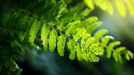 Green Fern Leaves Closeup Natural Botanical Background Fresh Foliage and Nature Concept