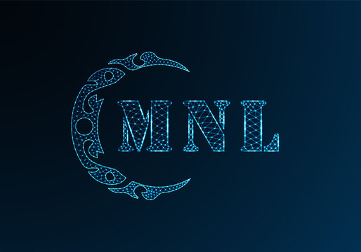 Low poly letter logo MNL design. MNL letter logo low poly vector design on blue color gradient background. MNL logo low poly design