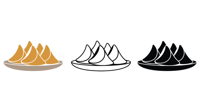 Dumpling vector icons in different colors and styles on plate