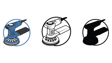 Sander tool icon set including color and black white illustrations