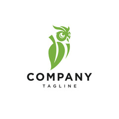 Fototapeta premium Owl Leaf Logo Icon Vector