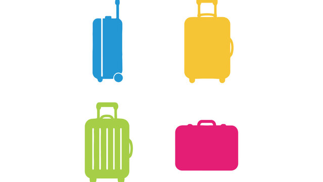 Luggage colorful icons set for travel and transportation needs