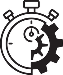 Fototapeta premium Stopwatch and gear mechanism icon representing efficient time management and industrial productivity or technical timing process with clock and cogwheel elements here