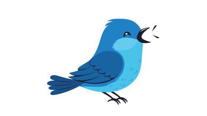 Obraz premium Stylized blue cartoon bird perched with open beak making a sound