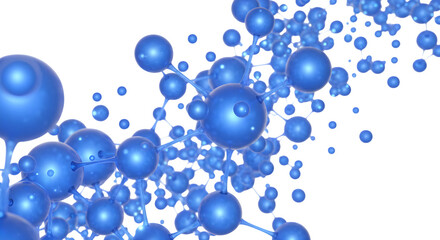 Fototapeta premium Vibrant blue molecular structure with interconnected spheres