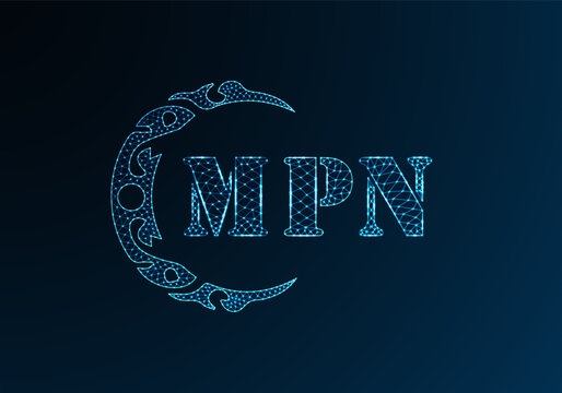 Low poly letter logo MPN design. MPN letter logo low poly vector design on blue color gradient background. MPN logo low poly design
