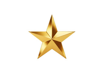 Shiny Golden Five Point Star Icon Isolated on White and Transparent Background
