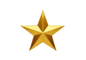 Shiny Golden Five Point Star Icon Isolated on White and Transparent Background