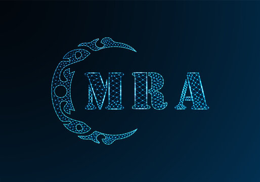 Low poly letter logo MRA design. MRA letter logo low poly vector design on blue color gradient background. MRA logo low poly design