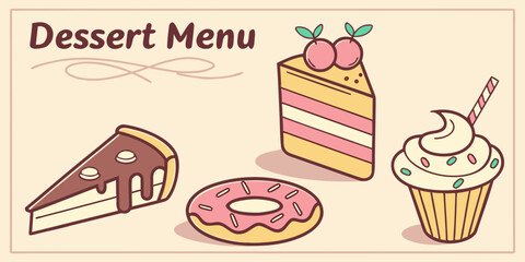 A delightful assortment of desserts including cake, donuts, and ice cream