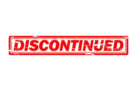 DISCONTINUED - Red Rubber Stamp with text DISCONTINUED
