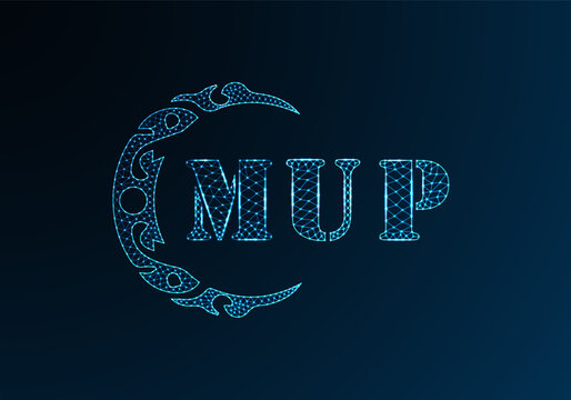 Low poly letter logo MUP design. MUP letter logo low poly vector design on blue color gradient background. MUP logo low poly design