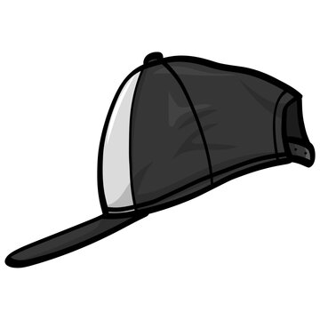 Trucker Hat Cap Snapback Backwards Black and White Vector Illustration