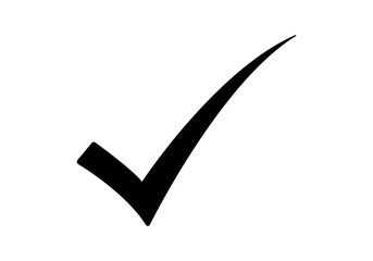 PNG black checkmark on transparent background symbolizing approval, confirmation, correct, or success. Tick mark for use in UI, business presentations, apps, and quality assurance concepts.