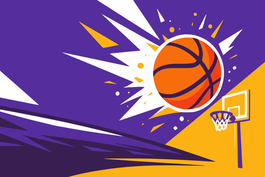 Basketball court sport exhibition tournament championship background flat color vector illustration template design