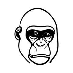 Dibujo sencillo con línea continua de la cabeza de un gorila o chimpancé  © teracreonte