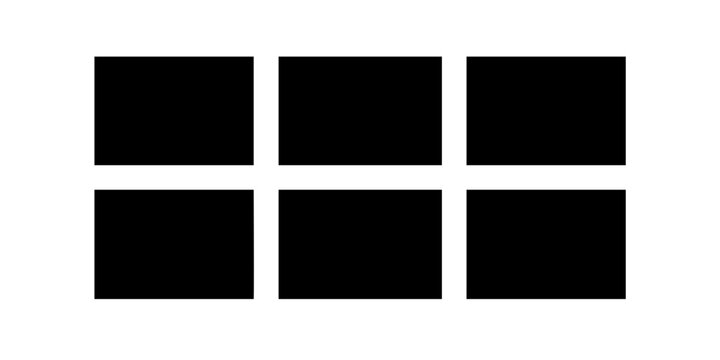 Six black squares arranged in a two by three grid pattern on a white background