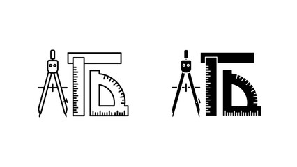 Drafting tools logo with letters at and bd Vector