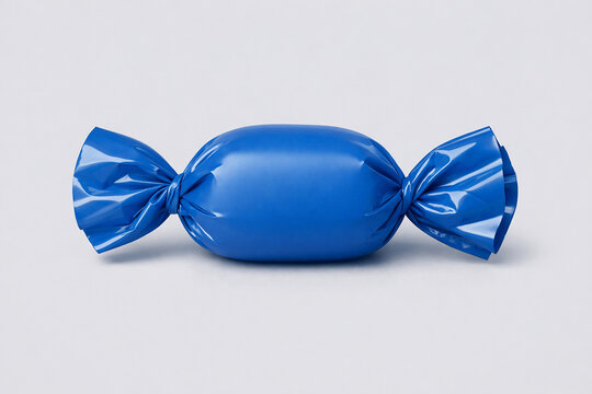 Illustration of blue candy wrapper for mockup isolated on white 