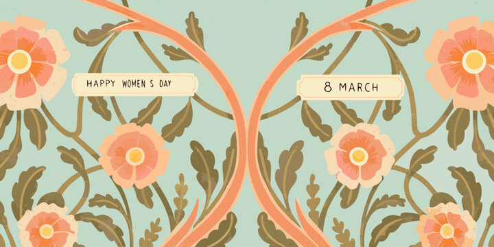 Floral illustration celebrating international women s day on march 8th