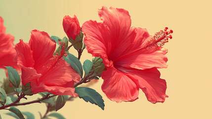 red_hibiscus_profile_minimalist_cubism_style