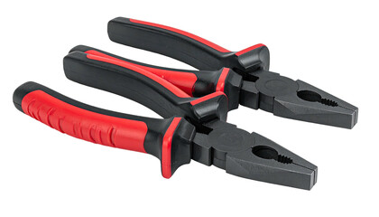 Obraz premium Two black and red pliers, angled, with ergonomic rubber grips