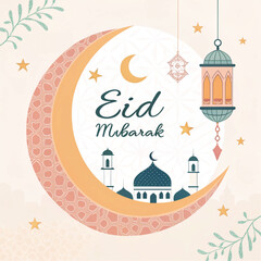 Fototapeta premium eid mubarak greeting card