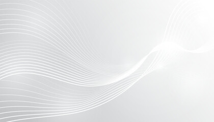 Abstract white soft wave lines flowing on gray gradient background element with shiny lights. Vector illustration