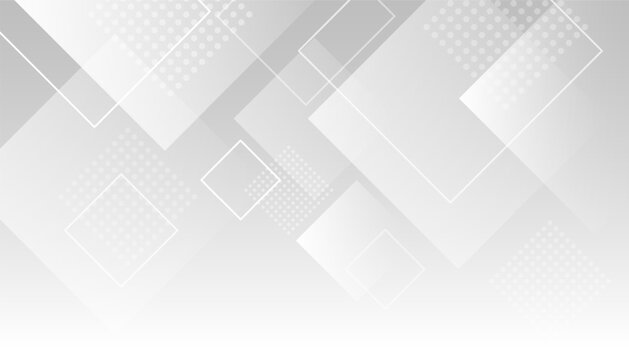 Abstract white flow square and dot shapes design overlap on gray gradient background. Vector illustration