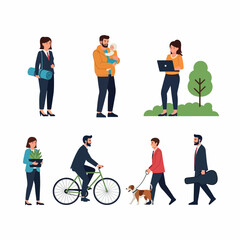 Obraz premium Diverse group of people engaged in various daily activities.