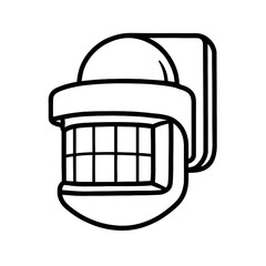 Outdoor Wall-Mounted PIR Motion Sensor Light Fixture Outline Icon Vector Illustration. Smart Home Security Detector for Automated Lighting Systems, Energy-Efficient Surveillance and Alarm Devices