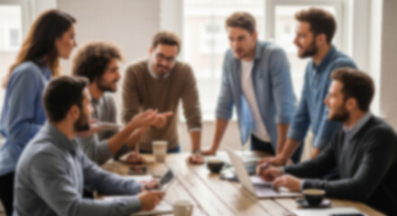 Fototapeta premium Blurred image of a business presentation in a modern conference room