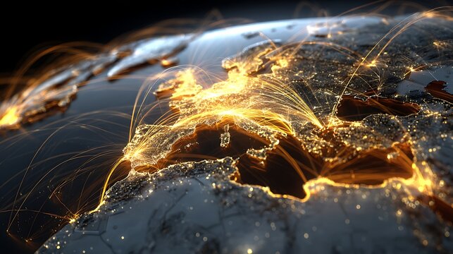web3 global capital flow, glowing crypto capital streams across world map