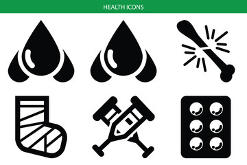 Minimalist health icons set for medical and wellness design vector 