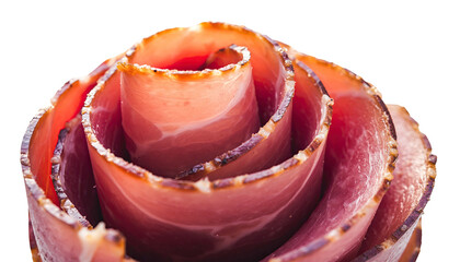 Close-up of a meat rose on a black background