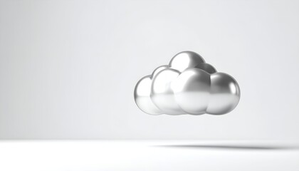 Minimal 3D White Cloud Icon on Clean Background, Cloud Computing and Data Storage Concept