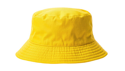 Yellow bucket hat on a transparent background, side view
