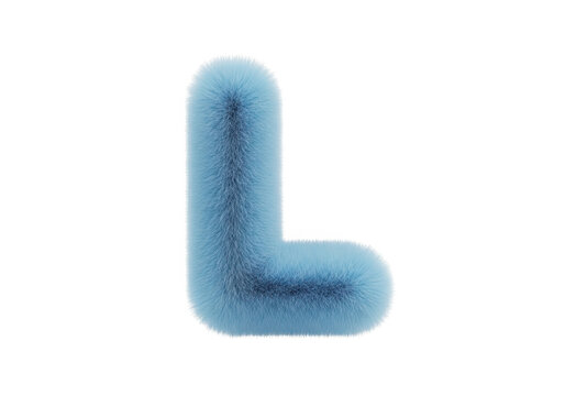 Fuzzy blue letter l isolated on transparent background