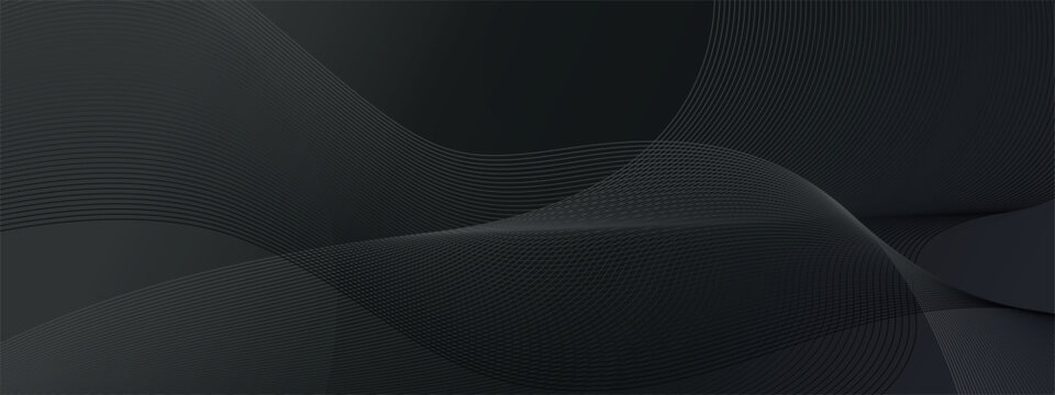 Premium Abstract black background with smooth flowing wave lines and subtle gradient lighting. Modern minimal wallpaper for technology, luxury branding, and corporate design. vector illustration
