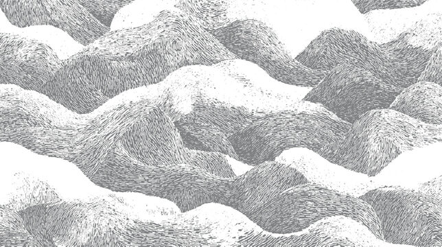 Abstract grayscale textured landscape with rolling hills and valleys pattern monochrome