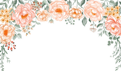 Elegant Peach Watercolor Floral Border for Wedding Invitations, Cards & Branding Design Template
