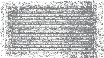 Obraz premium Distressed grey text pattern on white background with textured edges
