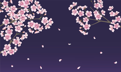 たくさんの桜の花（ネイビー背景）