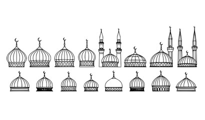 Mosque dome silhouette vector set islamic architectural design elements © MstLaily